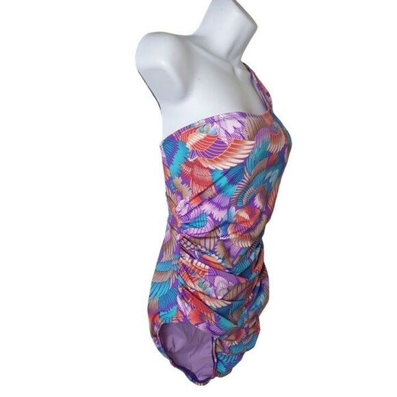 Women's Swimsuit Tummy Control One Shoulder One Piece Swimwear Medium NWT - Picture 4 of 8